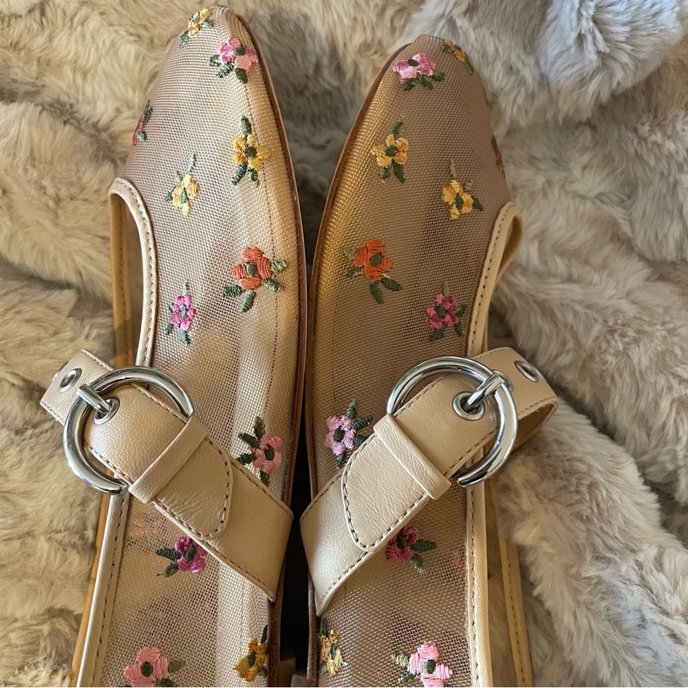 NEW Anthropologie Reformation Floral Embroidered Bethany Mesh Ballet Flats 7 US - Picture 6 of 12